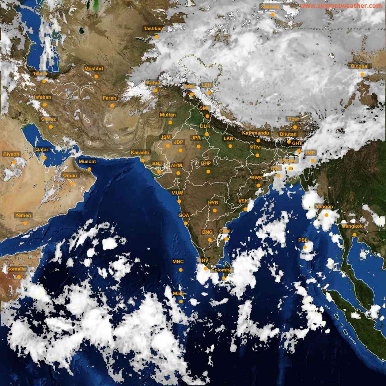 Latest INSAT Weather Satellite Image of India - Infrared Map - 04:00 IST on 14 October 2026