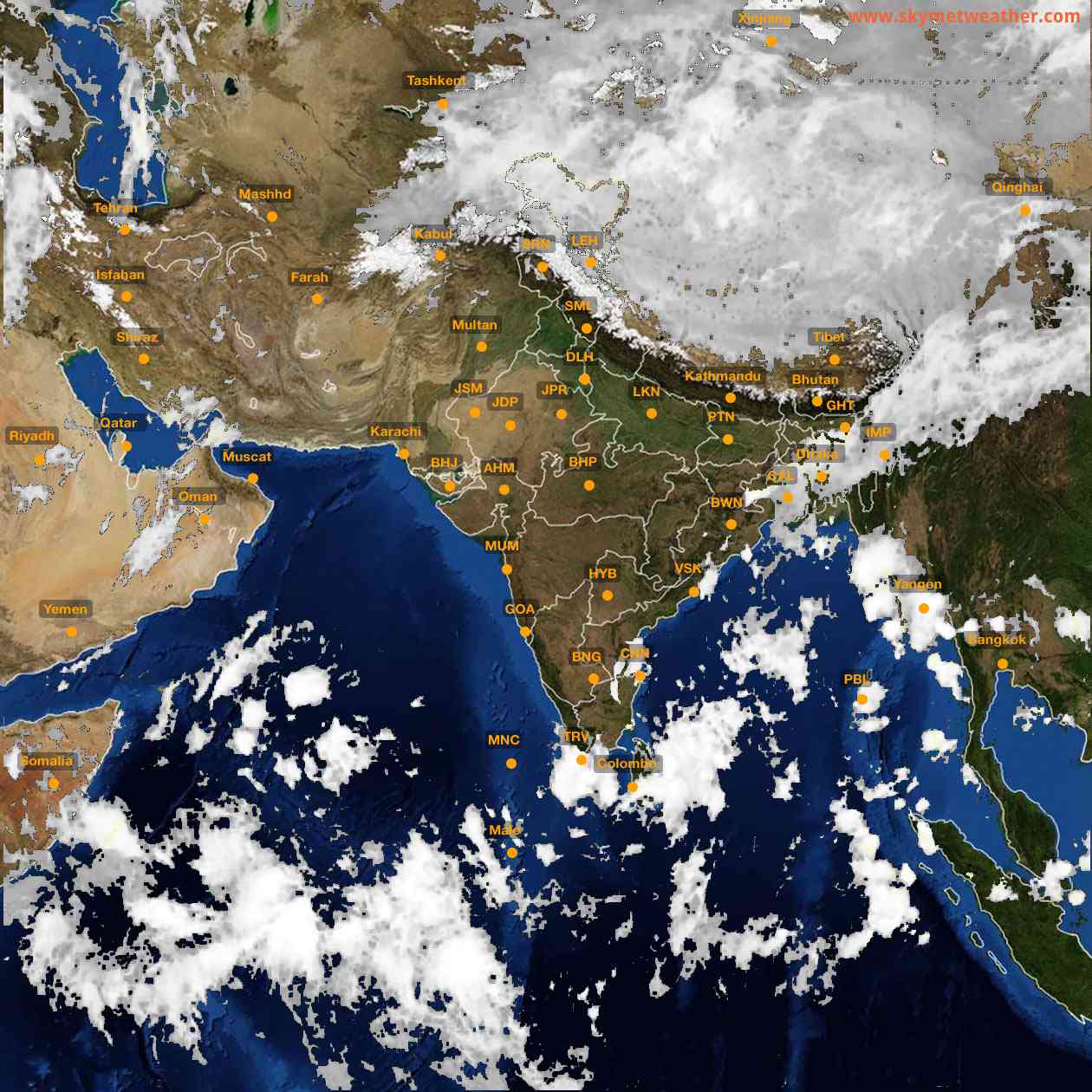 Latest INSAT Weather Satellite Image of India - Infrared Map - 05:00 IST on 14 October 2026