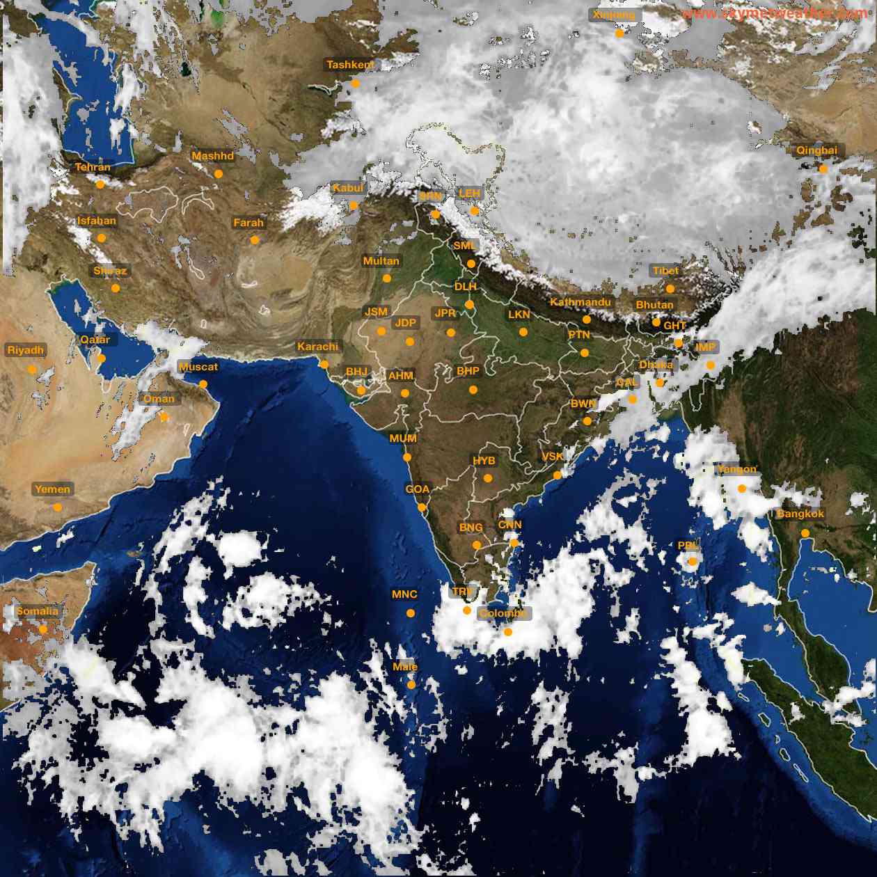 Latest INSAT Weather Satellite Image of India - Infrared Map - 07:00 IST on 14 October 2026