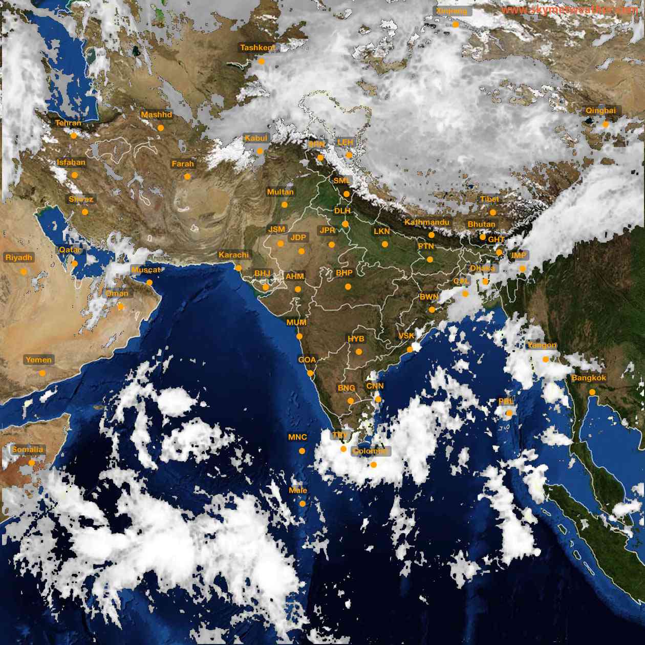 Latest INSAT Weather Satellite Image of India - Infrared Map - 08:00 IST on 14 October 2026