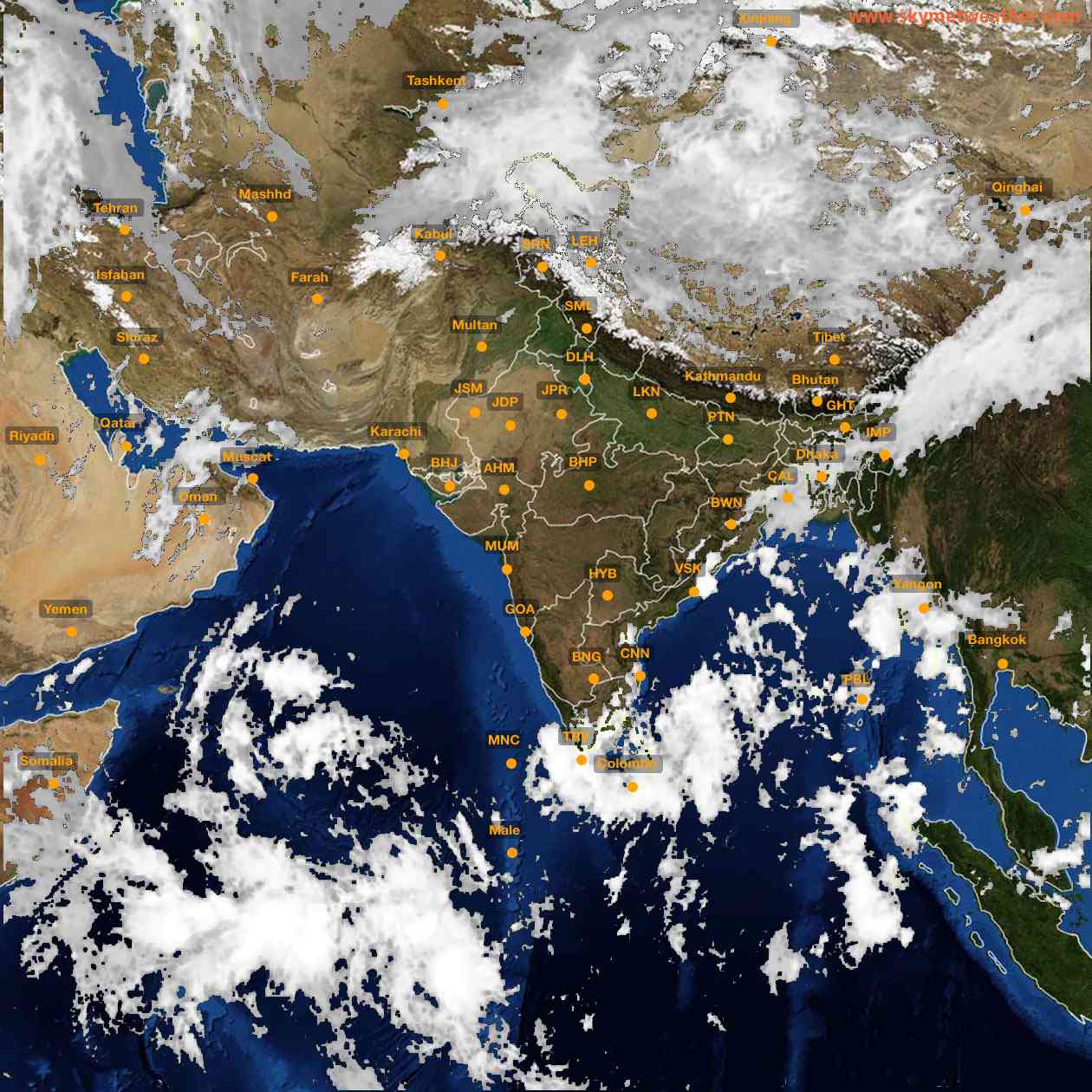 Latest INSAT Weather Satellite Image of India - Infrared Map - 09:00 IST on 14 October 2026