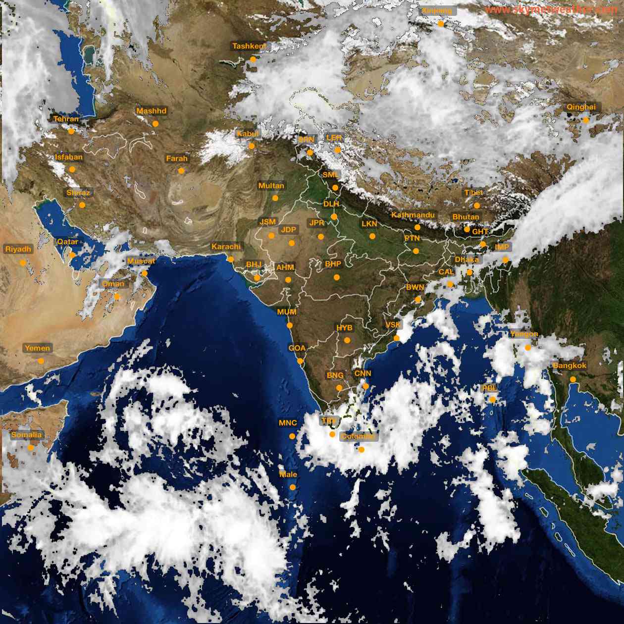 Latest INSAT Weather Satellite Image of India - Infrared Map - 10:00 IST on 14 October 2026