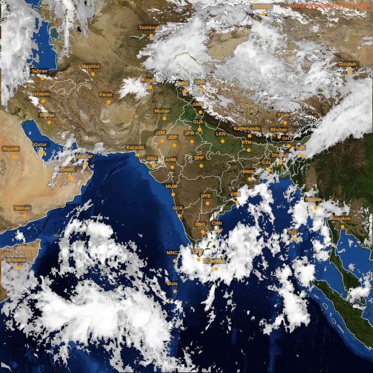 Latest INSAT Weather Satellite Image of India - Infrared Map - 11:00 IST on 14 October 2026