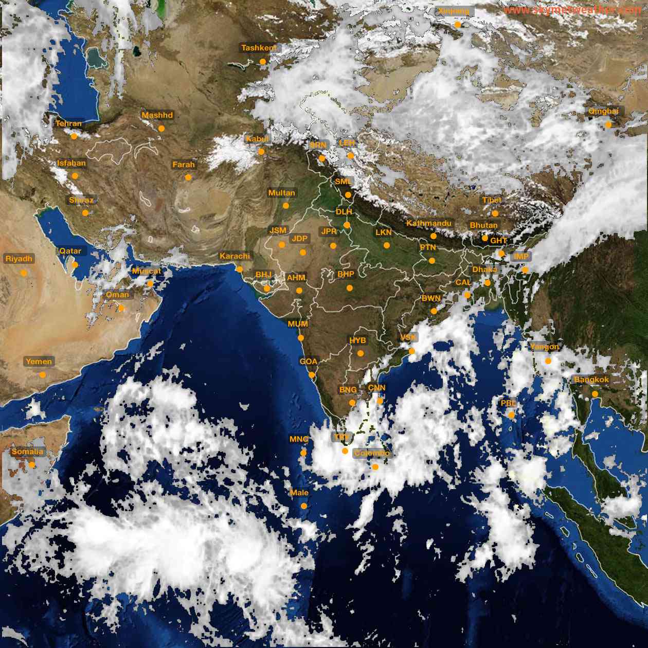 Latest INSAT Weather Satellite Image of India - Infrared Map - 12:00 IST on 14 October 2026