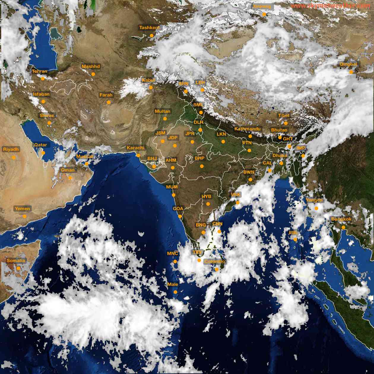 Latest INSAT Weather Satellite Image of India - Infrared Map - 13:00 IST on 14 October 2026