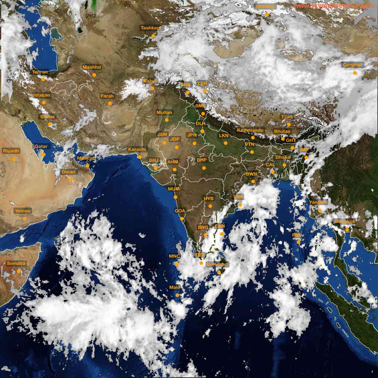 Latest INSAT Weather Satellite Image of India - Infrared Map - 15:00 IST on 14 October 2026