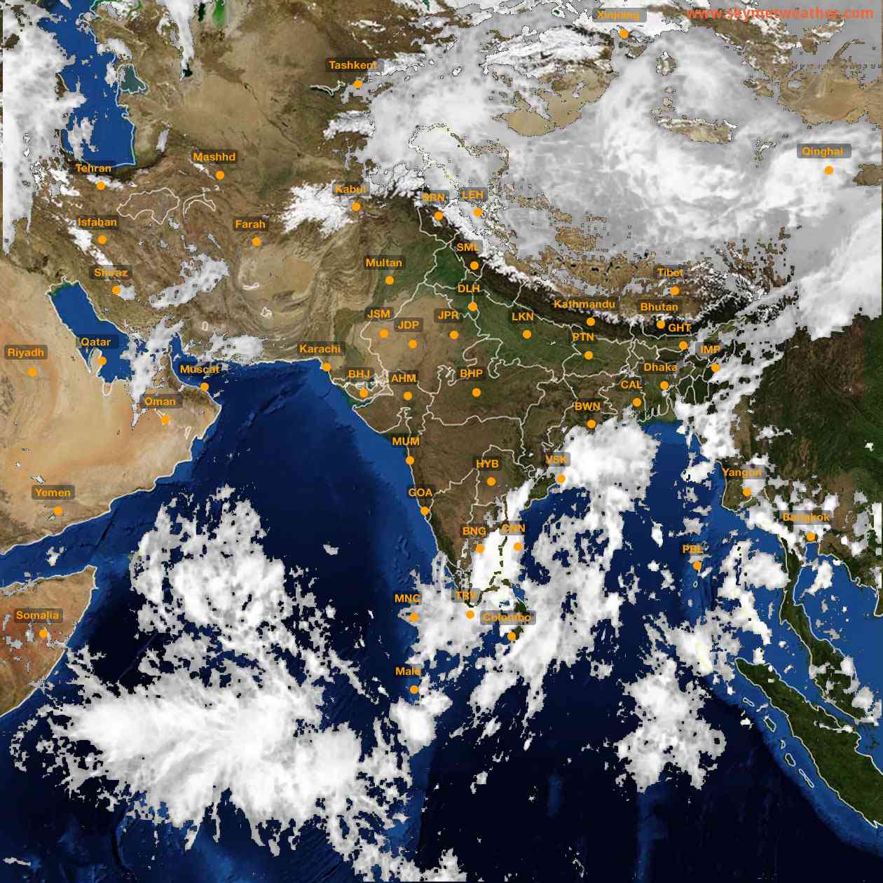 Latest INSAT Weather Satellite Image of India - Infrared Map - 16:00 IST on 14 October 2026