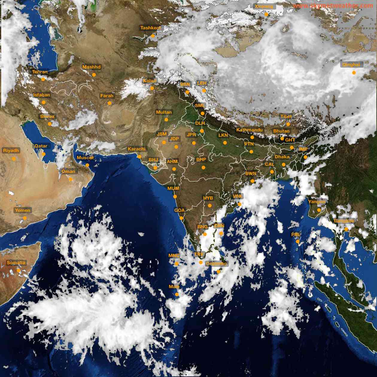 Latest INSAT Weather Satellite Image of India - Infrared Map - 17:00 IST on 14 October 2026