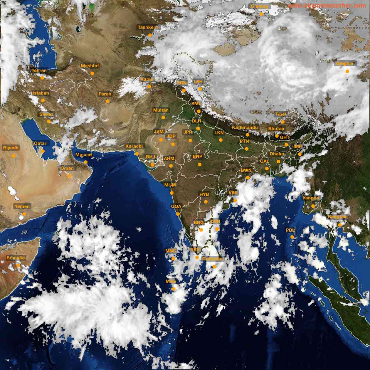 Latest INSAT Weather Satellite Image of India - Infrared Map - 18:00 IST on 14 October 2026