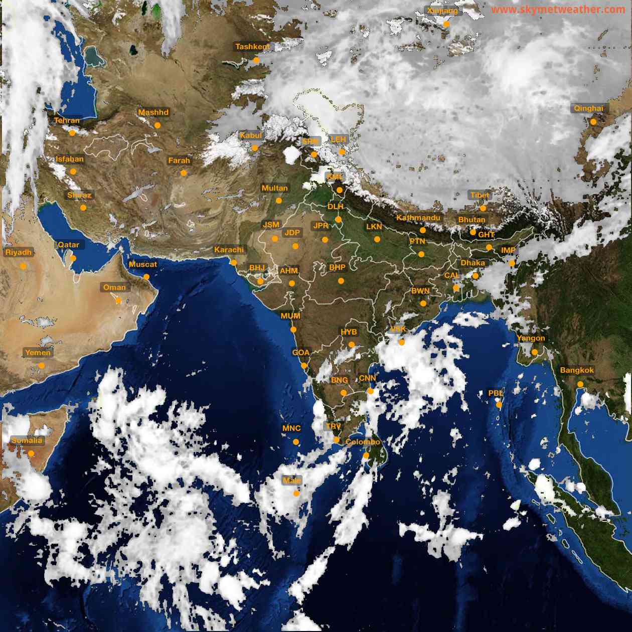 Latest INSAT Weather Satellite Image of India - Infrared Map - 03:00 IST on 15 October 2026