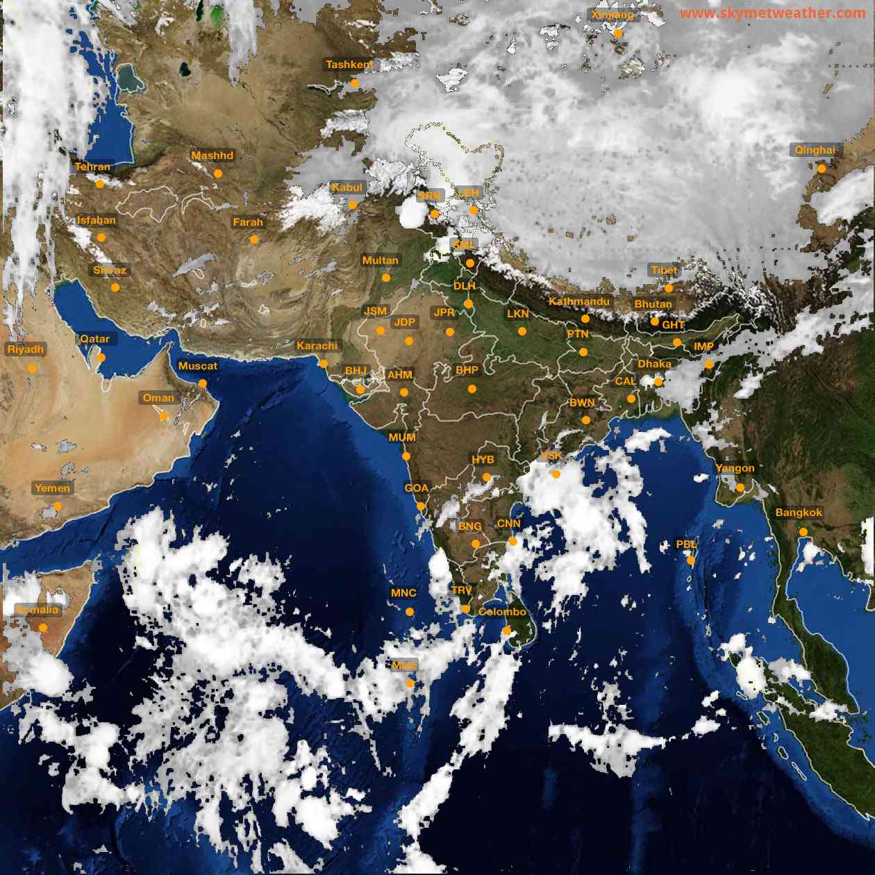 Latest INSAT Weather Satellite Image of India - Infrared Map - 04:00 IST on 15 October 2026