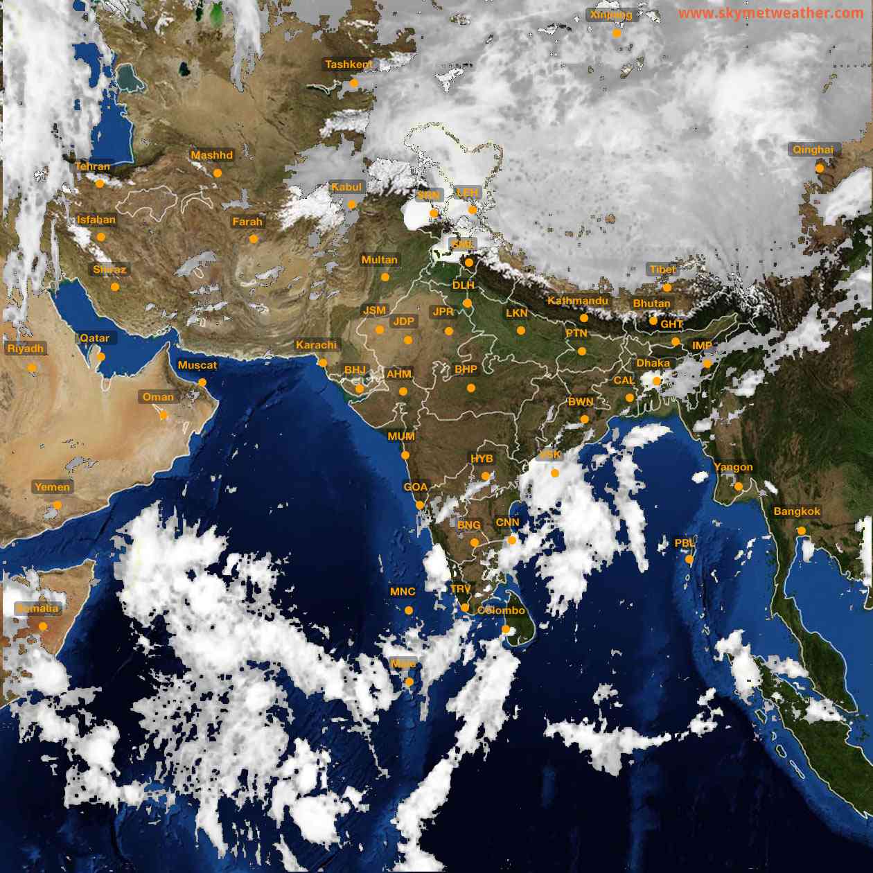 Latest INSAT Weather Satellite Image of India - Infrared Map - 05:00 IST on 15 October 2026