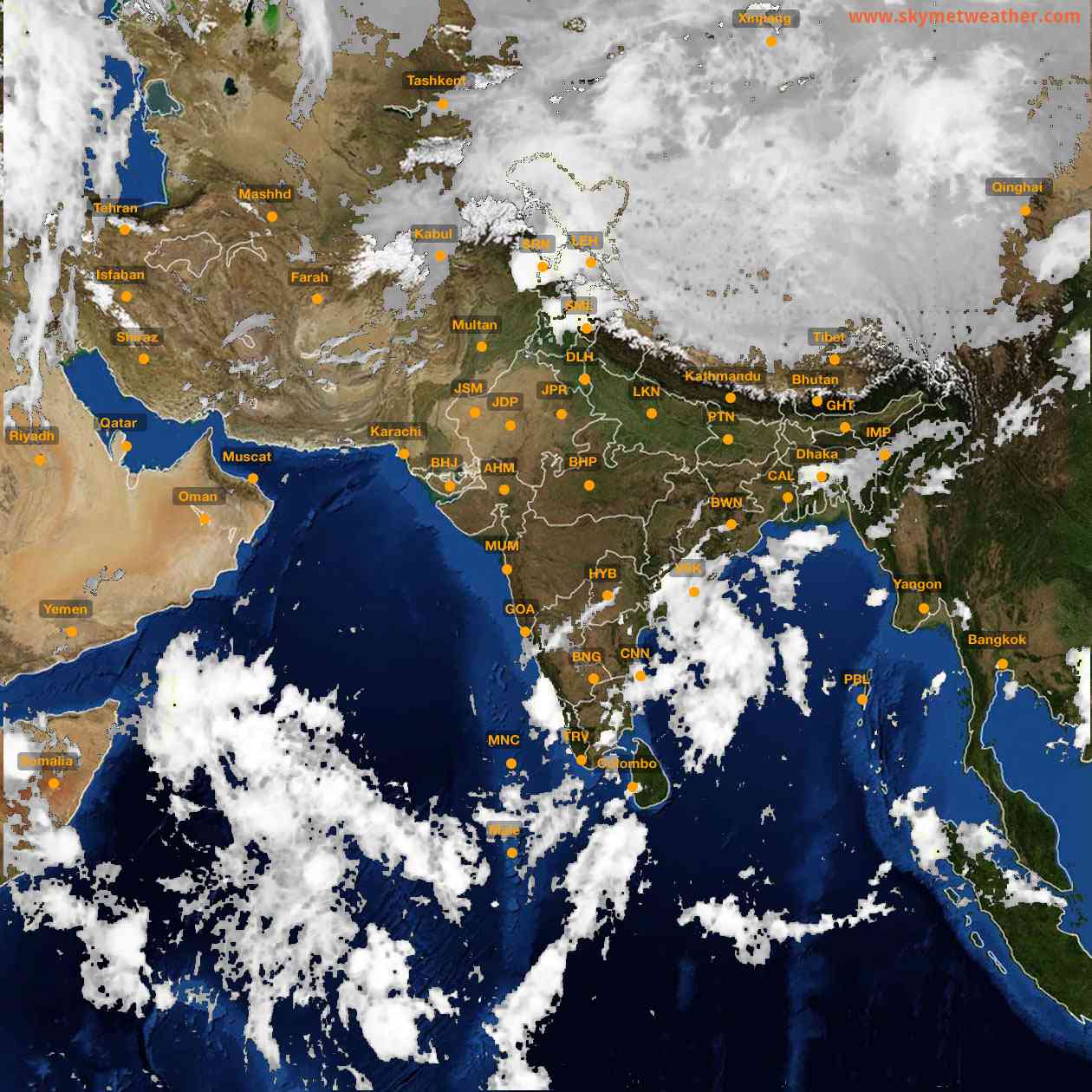 Latest INSAT Weather Satellite Image of India - Infrared Map - 06:00 IST on 15 October 2026