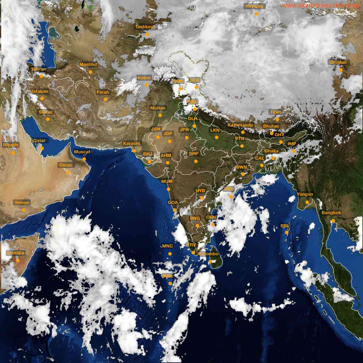 Latest INSAT Weather Satellite Image of India - Infrared Map - 07:00 IST on 15 October 2026