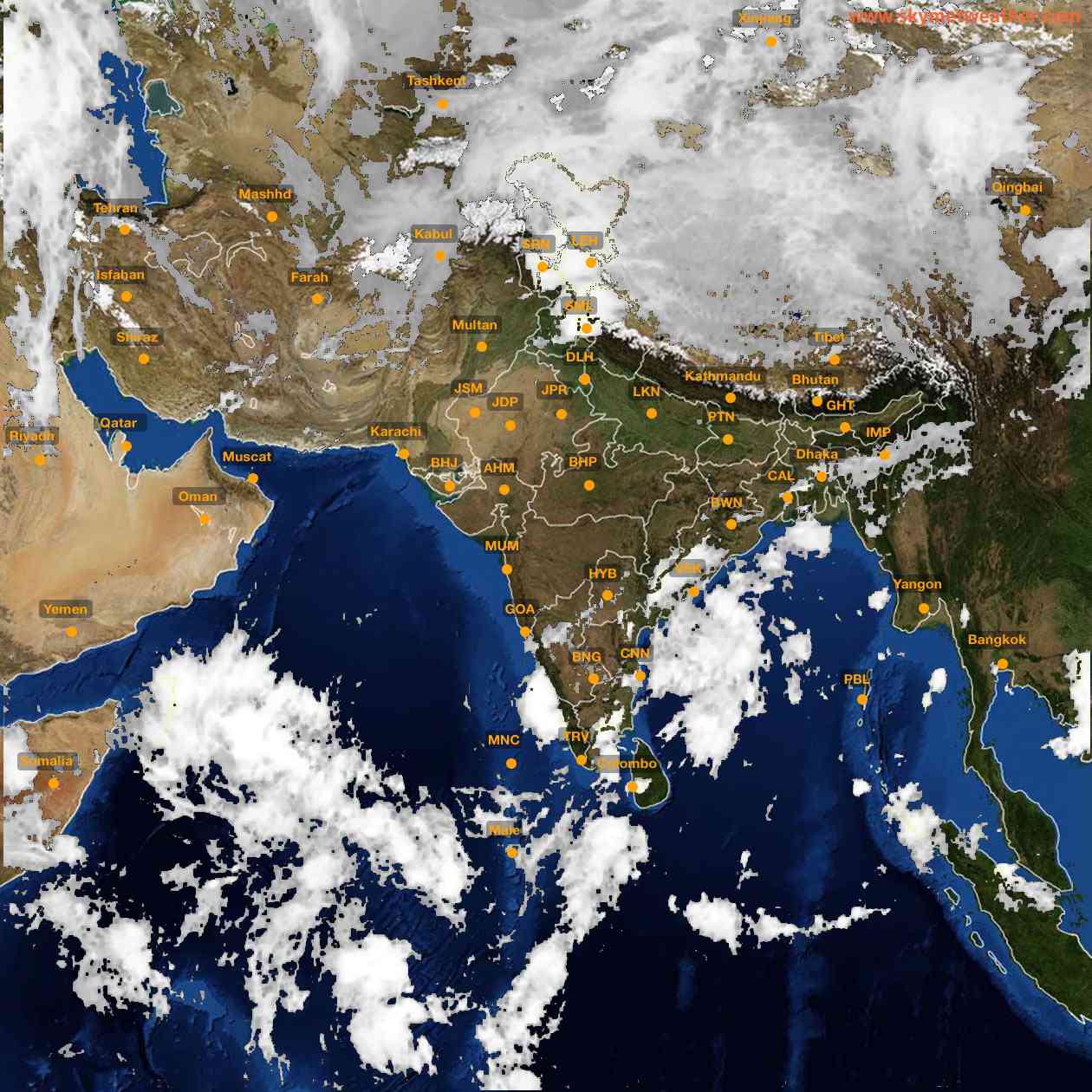 Latest INSAT Weather Satellite Image of India - Infrared Map - 08:00 IST on 15 October 2026