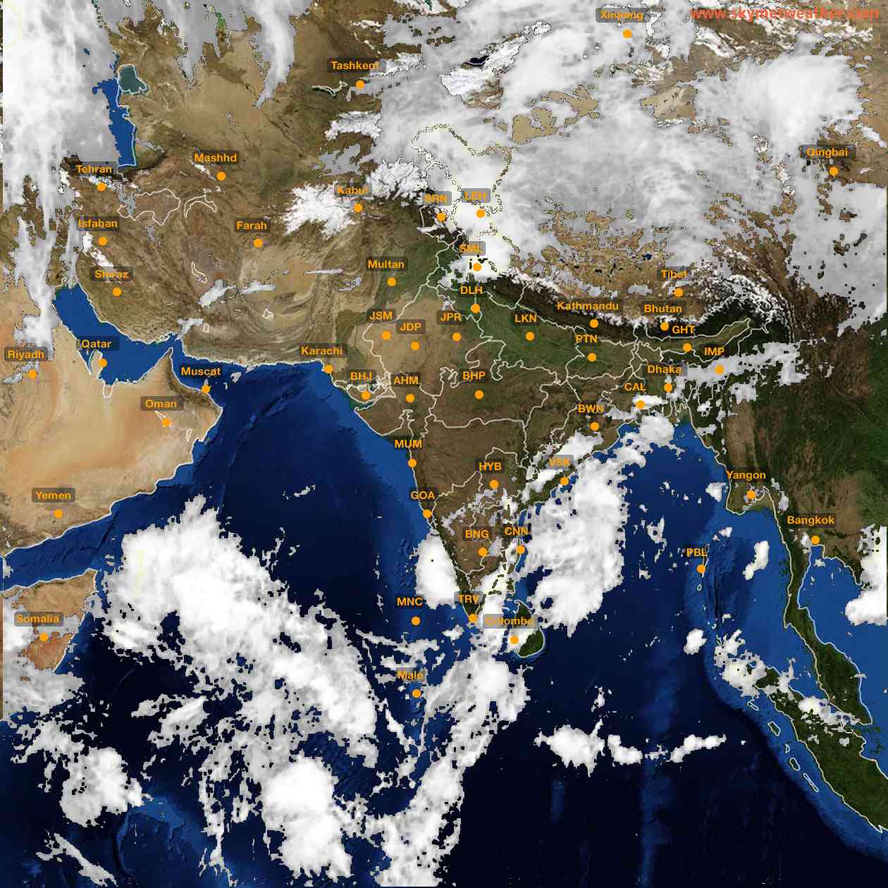 Latest INSAT Weather Satellite Image of India - Infrared Map - 10:00 IST on 15 October 2026