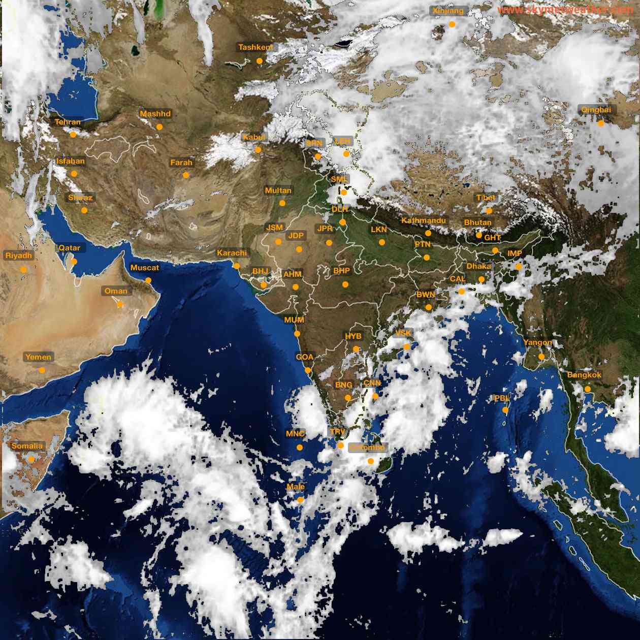 Latest INSAT Weather Satellite Image of India - Infrared Map - 12:00 IST on 15 October 2026