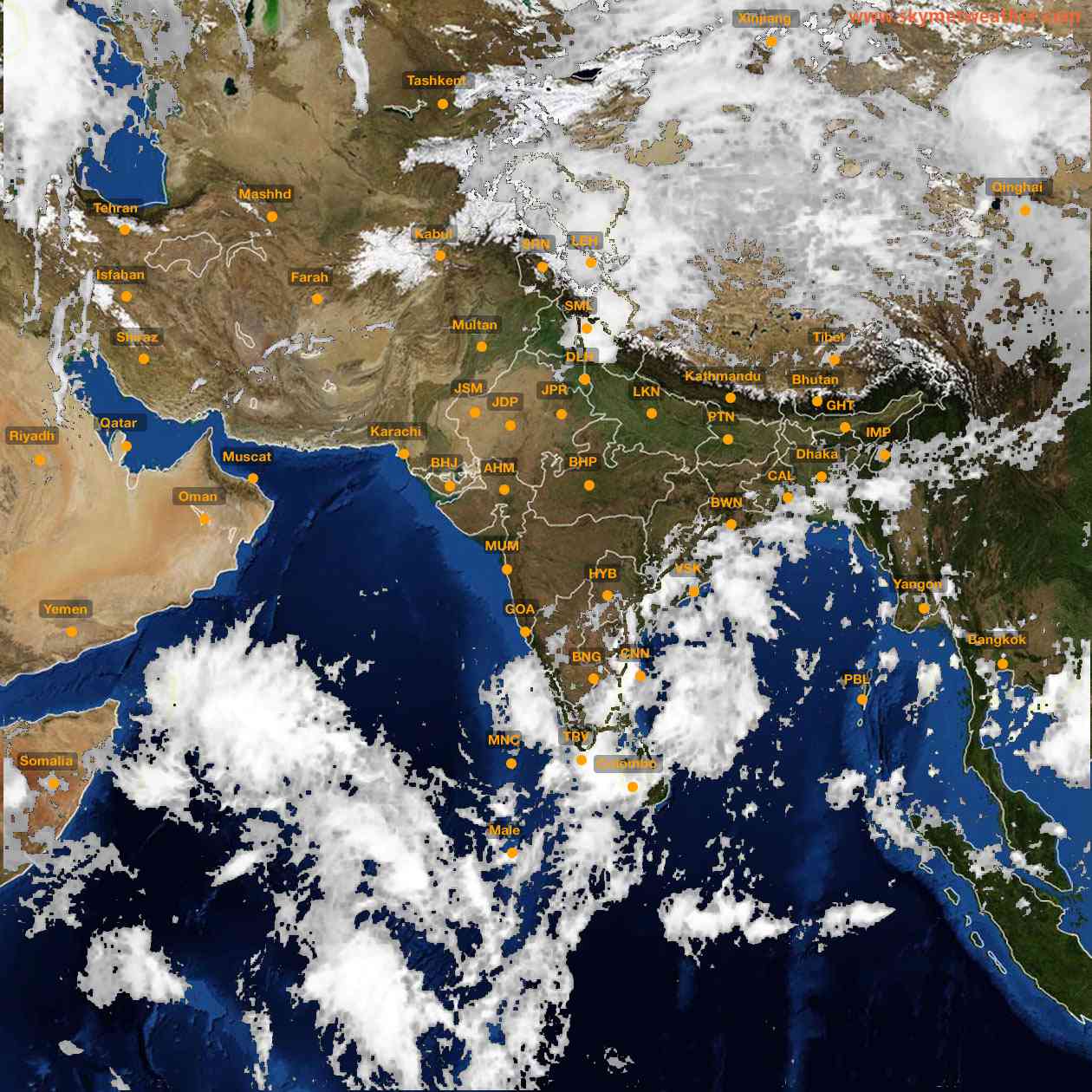 Latest INSAT Weather Satellite Image of India - Infrared Map - 13:00 IST on 15 October 2026