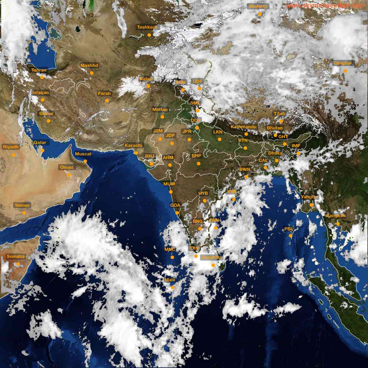 Latest INSAT Weather Satellite Image of India - Infrared Map - 14:00 IST on 15 October 2026