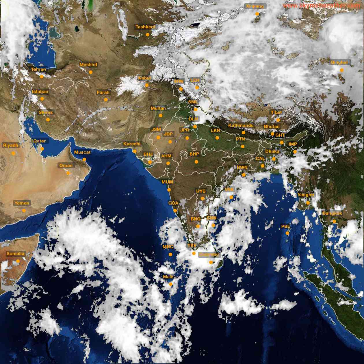 Latest INSAT Weather Satellite Image of India - Infrared Map - 15:00 IST on 15 October 2026