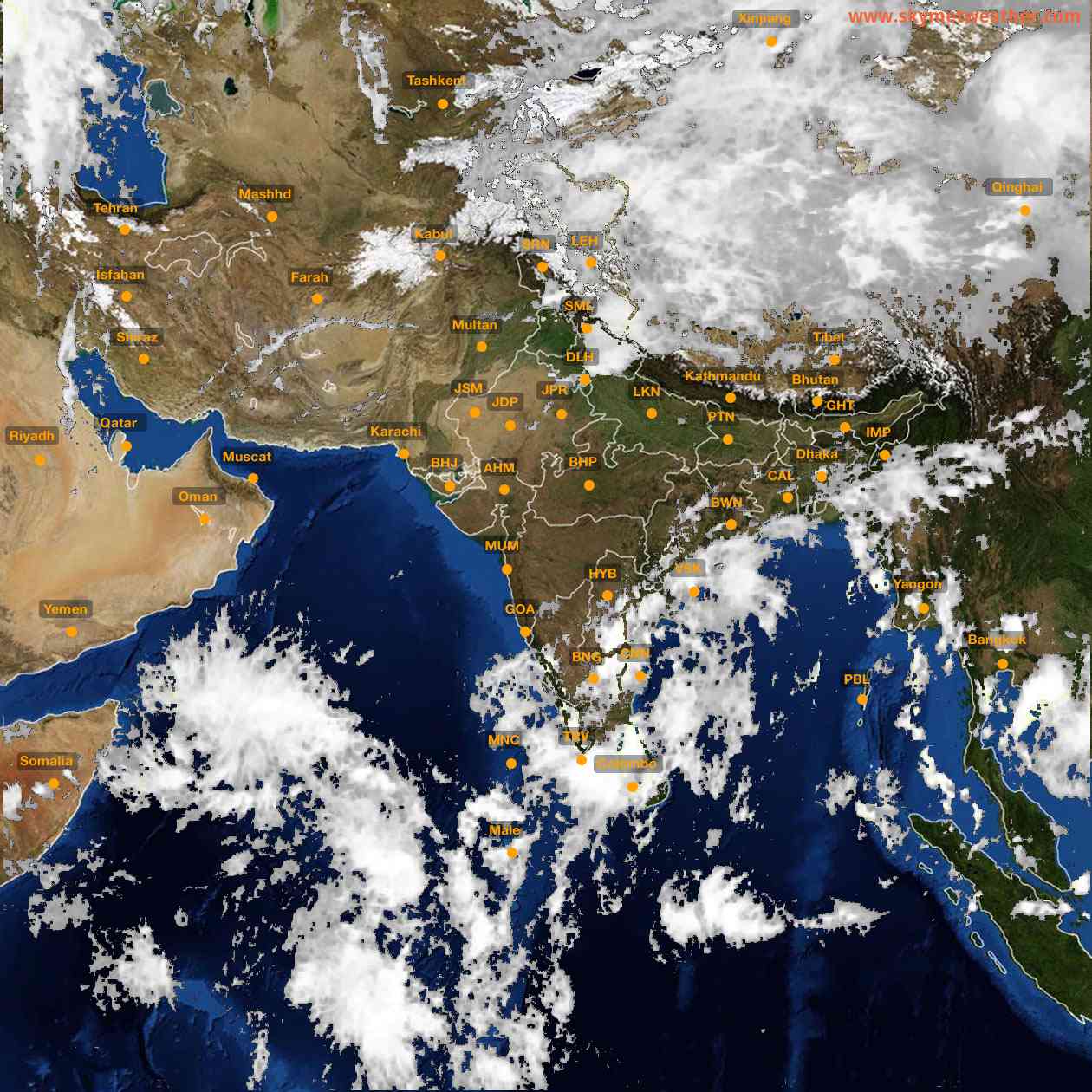 Latest INSAT Weather Satellite Image of India - Infrared Map - 16:00 IST on 15 October 2026