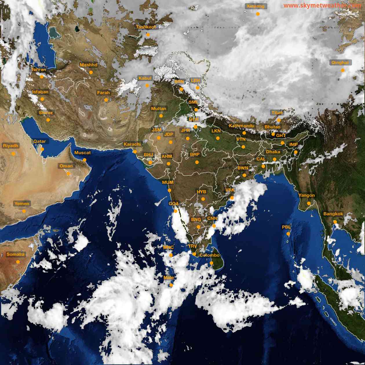 Latest INSAT Weather Satellite Image of India - Infrared Map - 07:00 IST on 16 October 2026