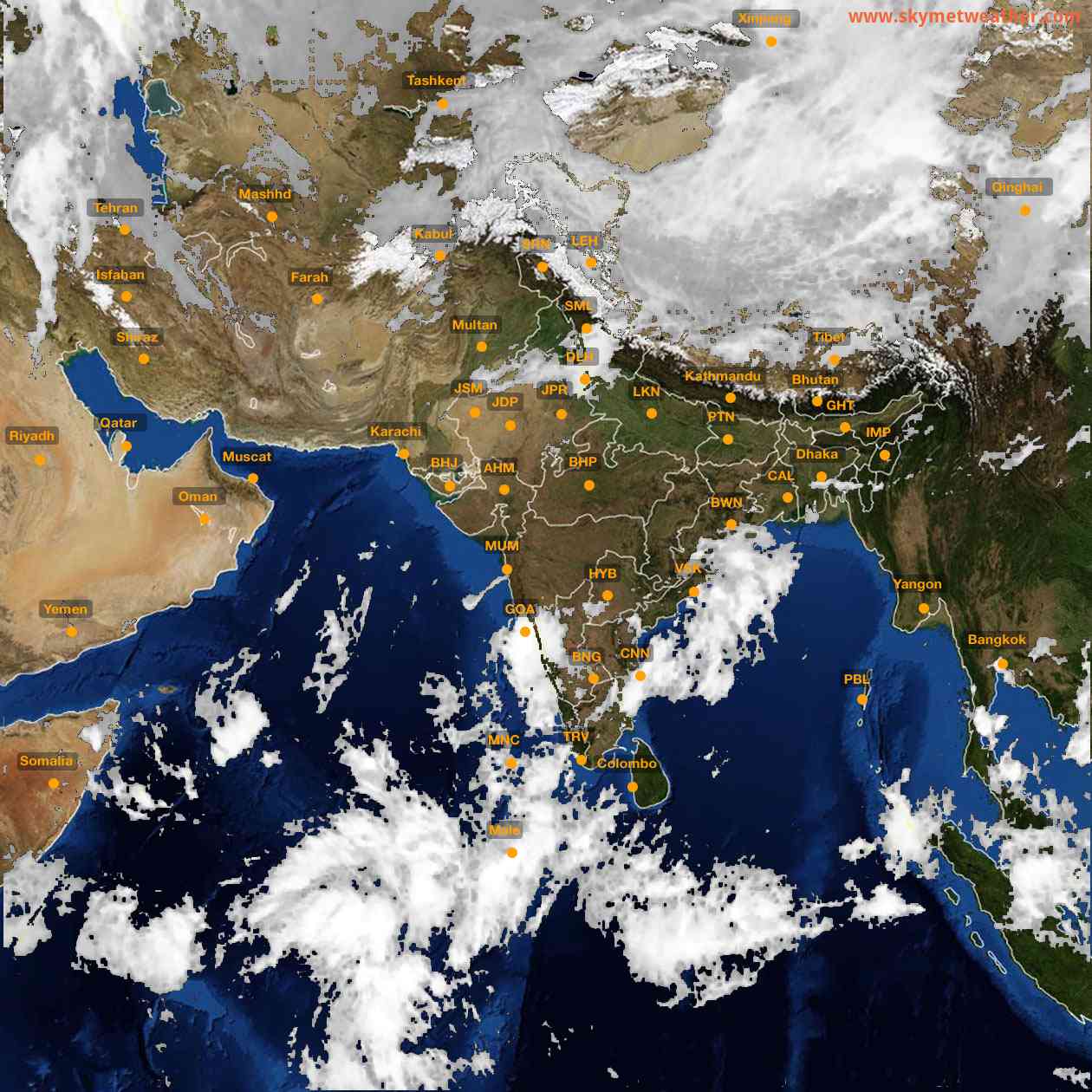 Latest INSAT Weather Satellite Image of India - Infrared Map - 09:00 IST on 16 October 2026