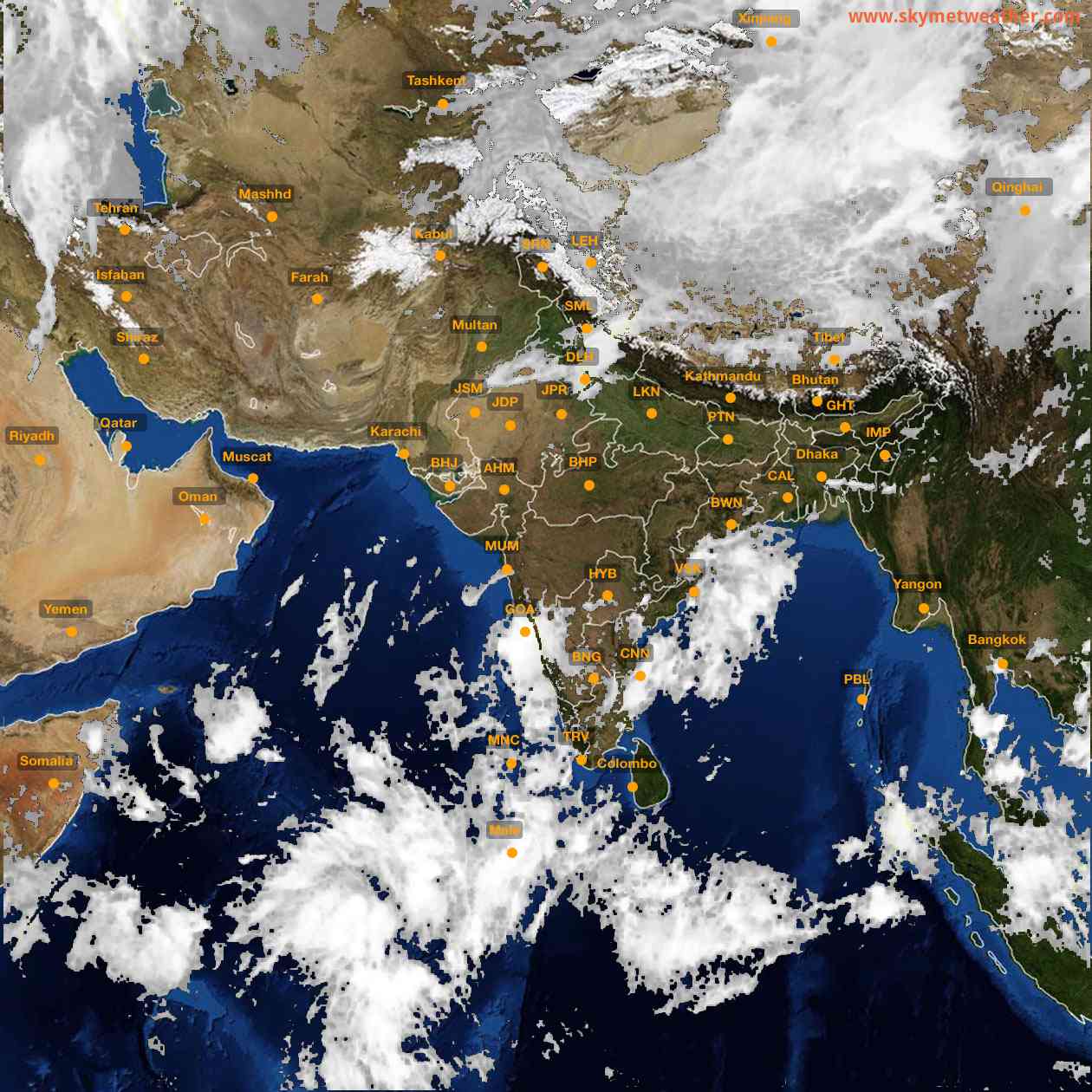 Latest INSAT Weather Satellite Image of India - Infrared Map - 10:00 IST on 16 October 2026