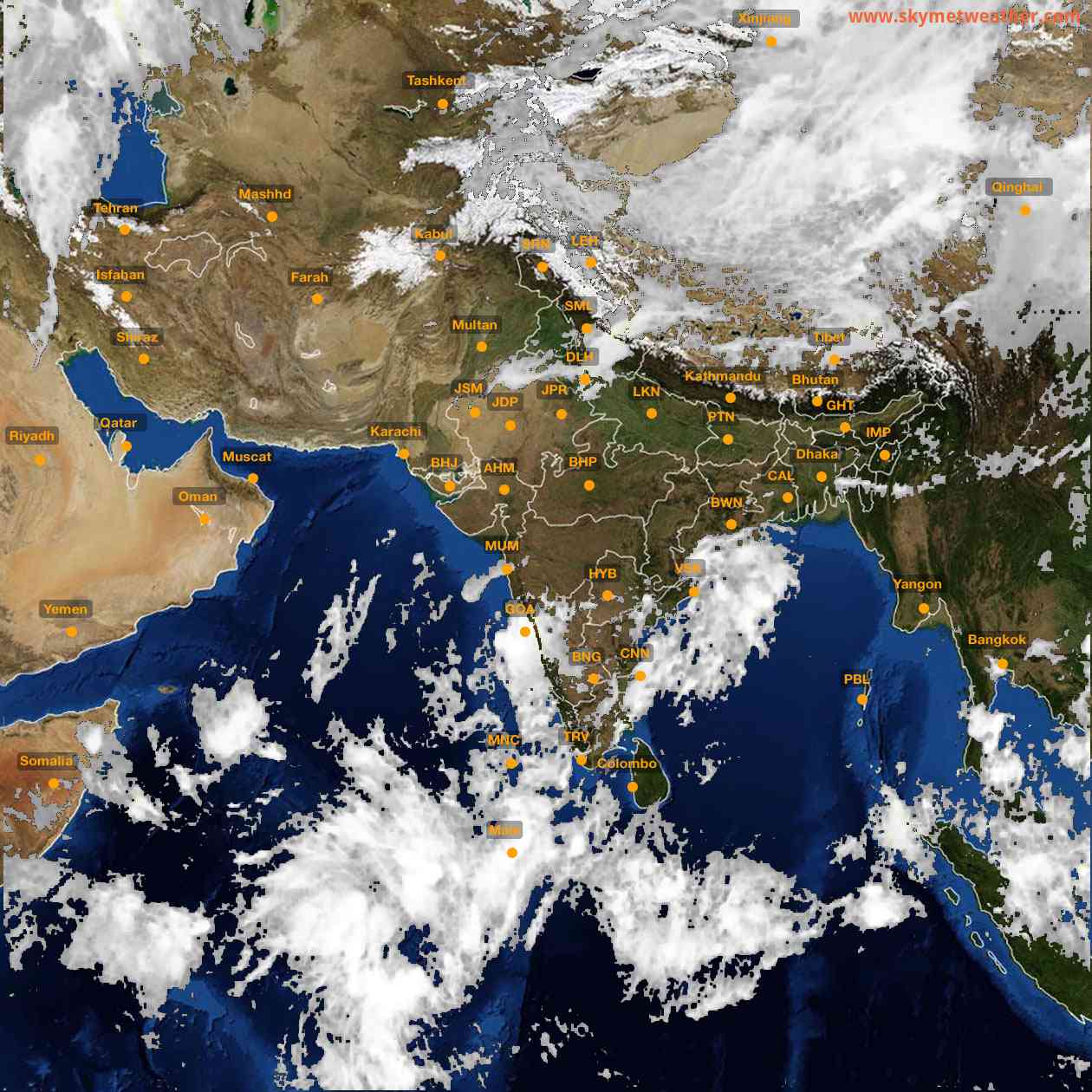 Latest INSAT Weather Satellite Image of India - Infrared Map - 11:00 IST on 16 October 2026