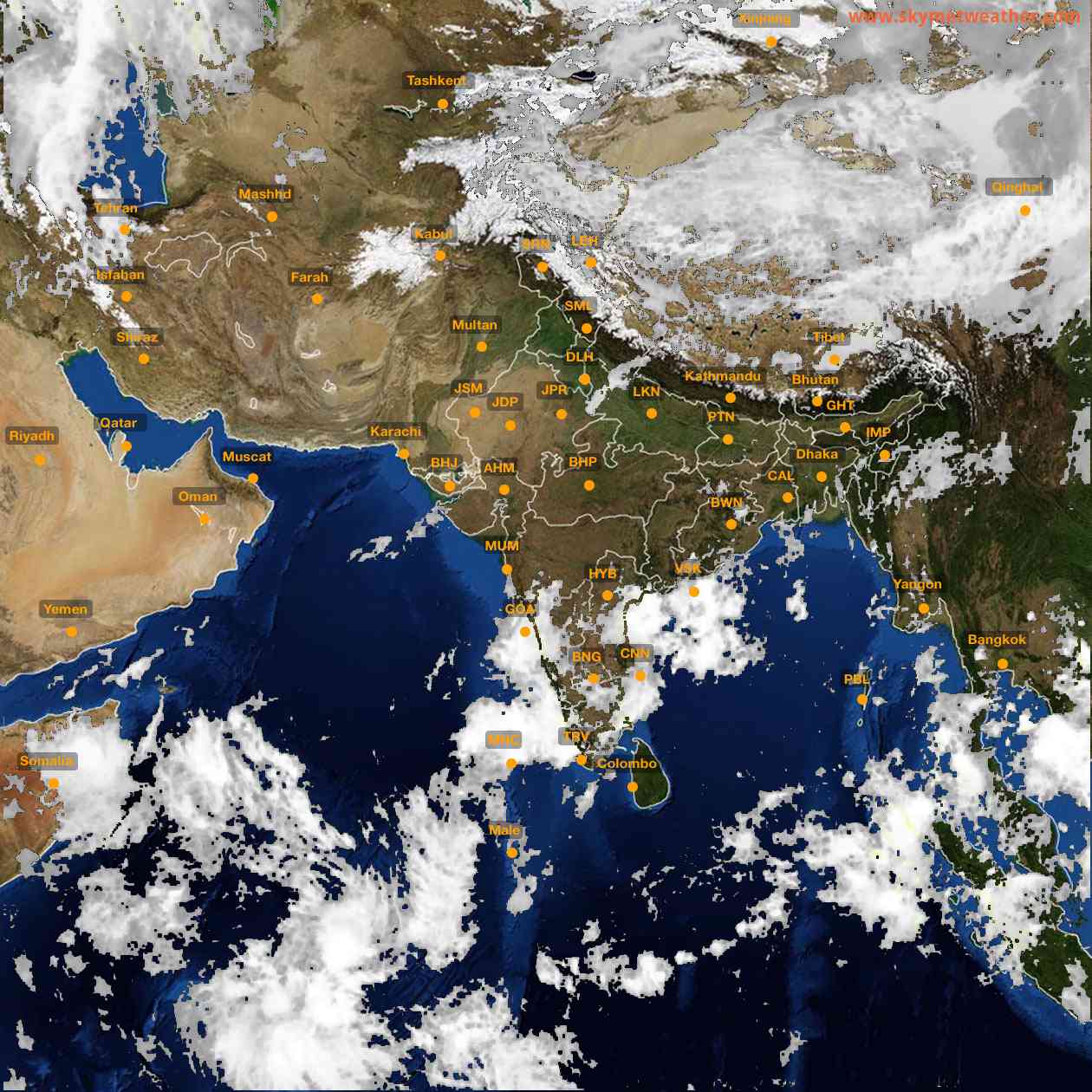 Latest INSAT Weather Satellite Image of India - Infrared Map - 12:00 IST on 17 October 2026