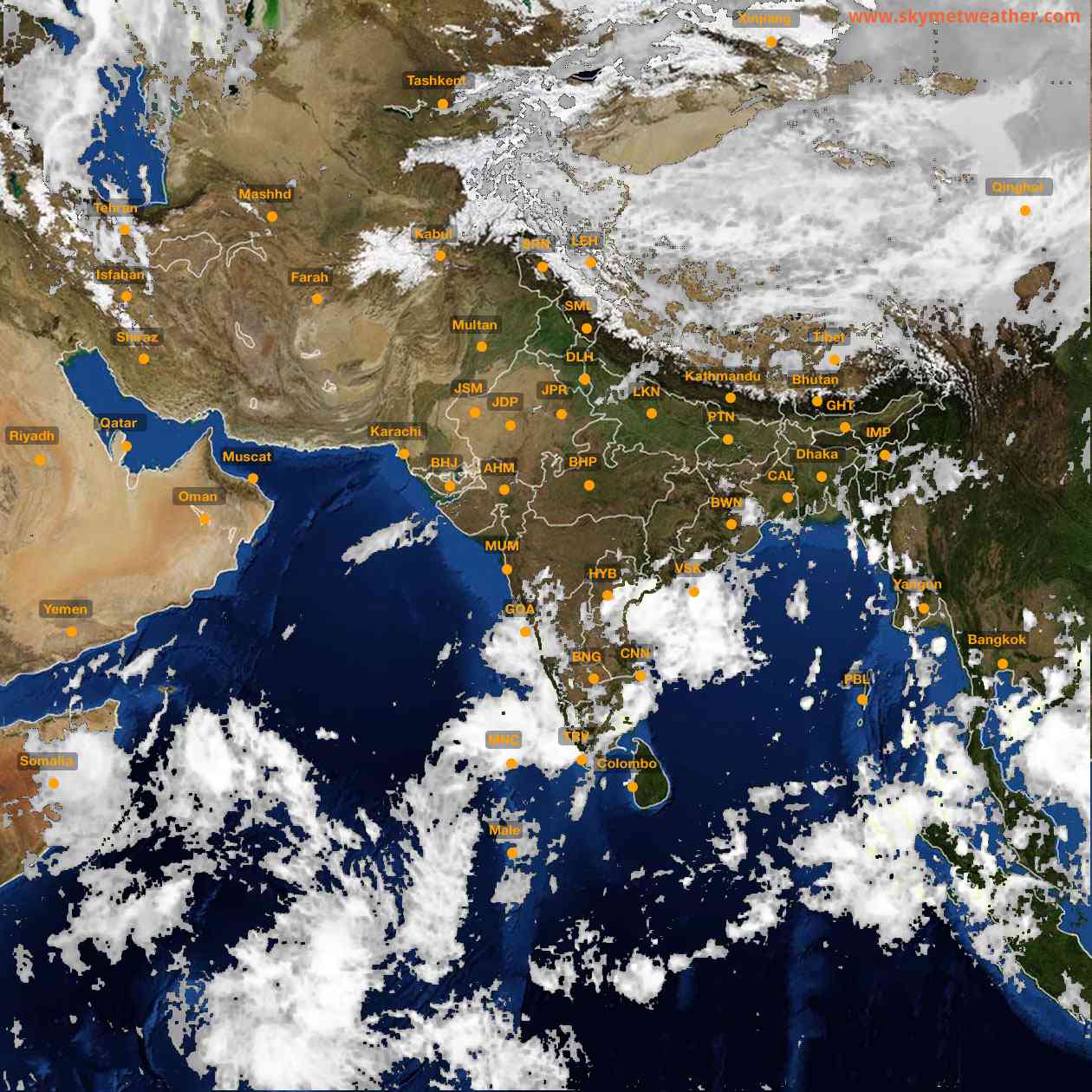 Latest INSAT Weather Satellite Image of India - Infrared Map - 14:00 IST on 17 October 2026