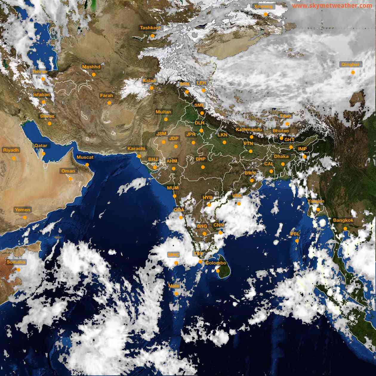 Latest INSAT Weather Satellite Image of India - Infrared Map - 15:00 IST on 17 October 2026