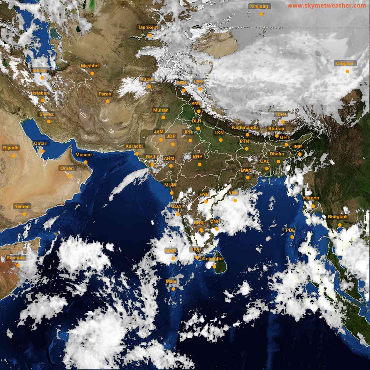 Latest INSAT Weather Satellite Image of India - Infrared Map - 17:00 IST on 17 October 2026