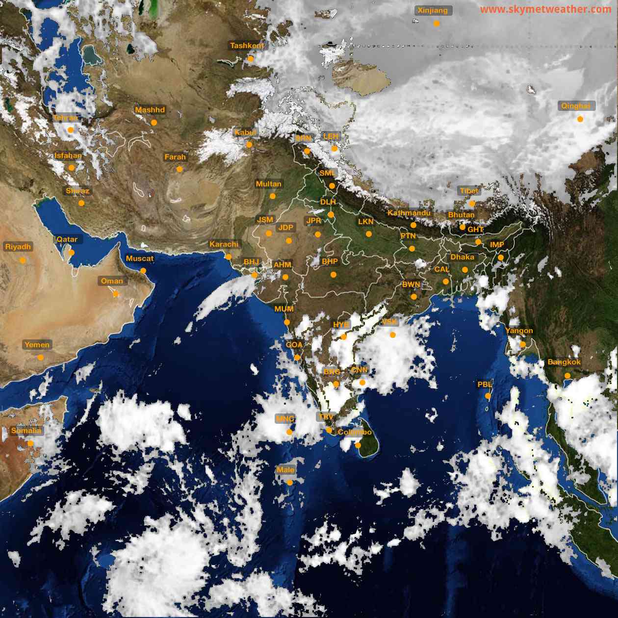 Latest INSAT Weather Satellite Image of India - Infrared Map - 18:00 IST on 17 October 2026