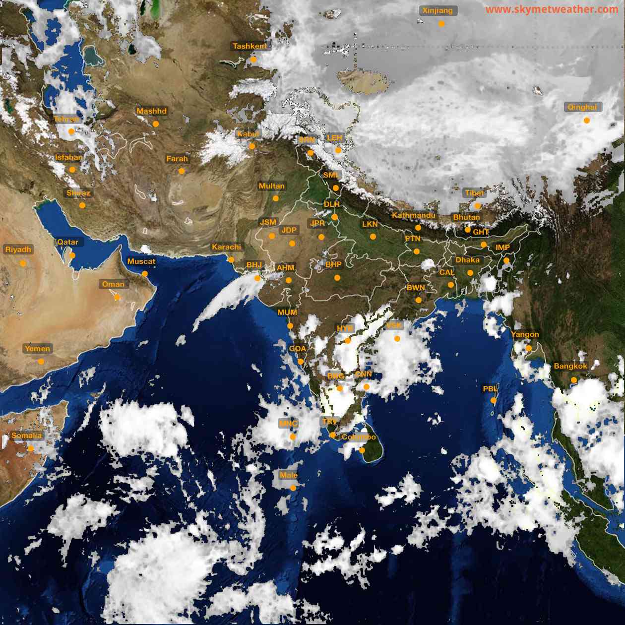 Latest INSAT Weather Satellite Image of India - Infrared Map - 19:00 IST on 17 October 2026