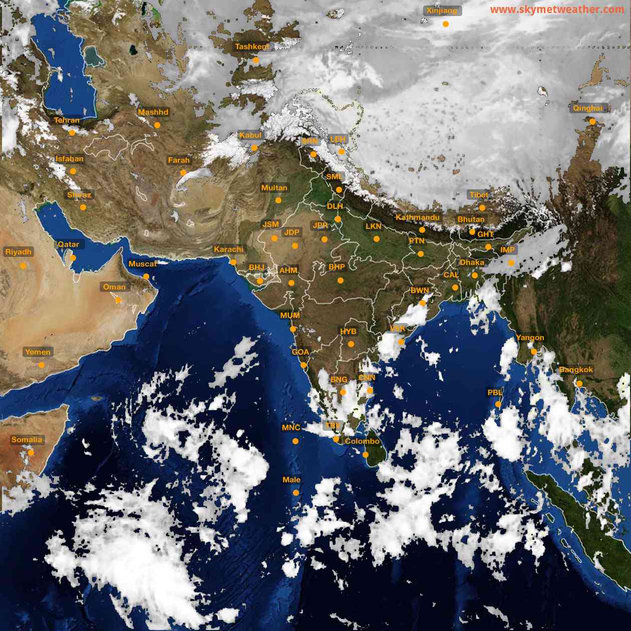 Latest INSAT Weather Satellite Image of India - Infrared Map - 06:00 IST on 19 October 2026