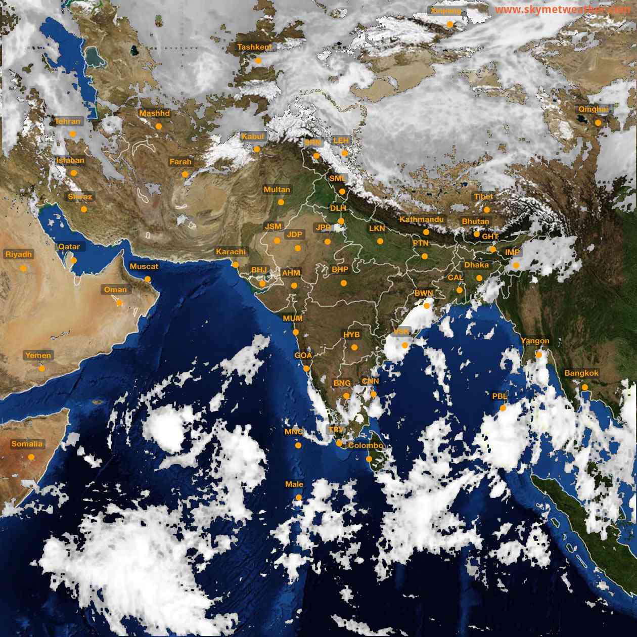 Latest INSAT Weather Satellite Image of India - Infrared Map - 09:00 IST on 19 October 2026