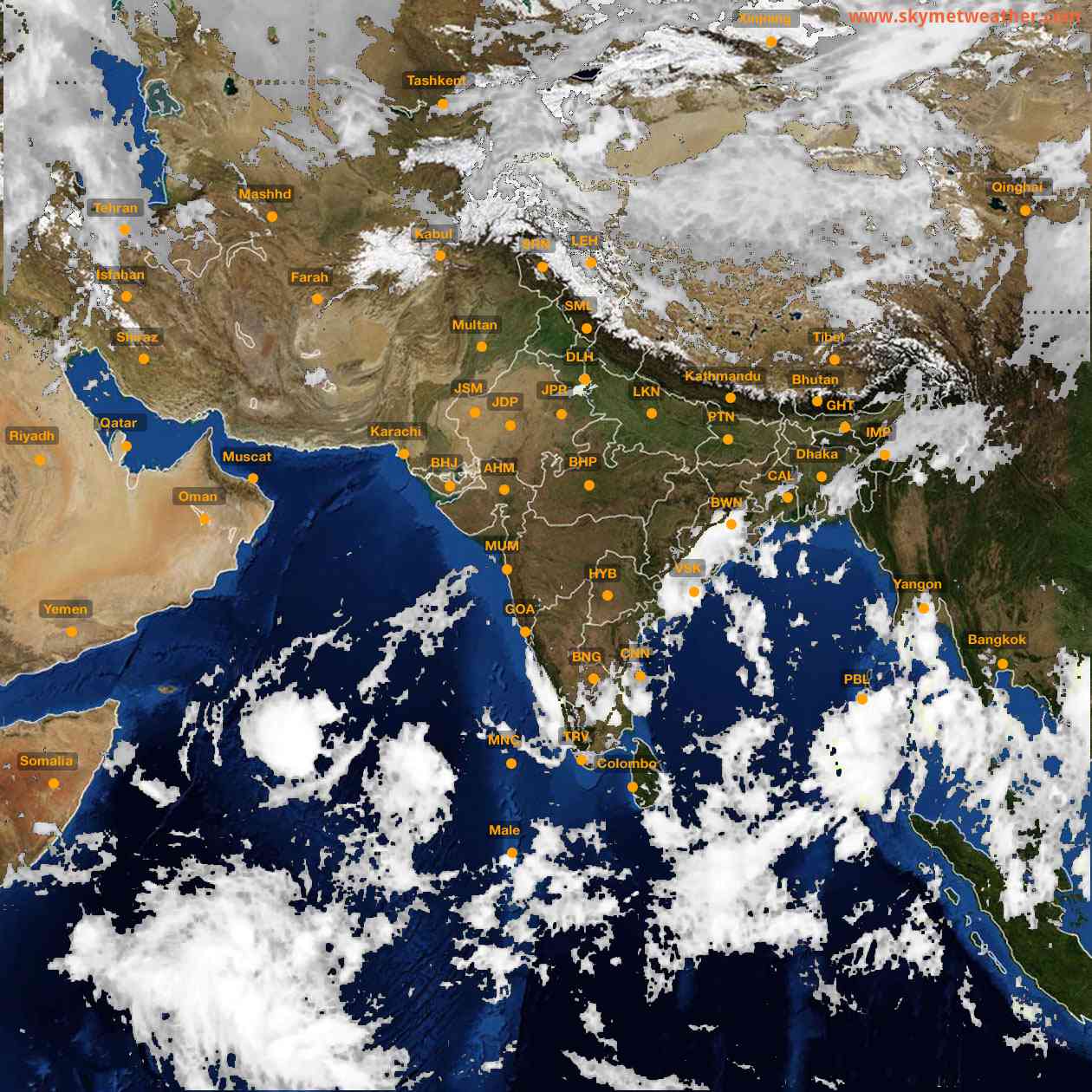 Latest INSAT Weather Satellite Image of India - Infrared Map - 10:00 IST on 19 October 2026