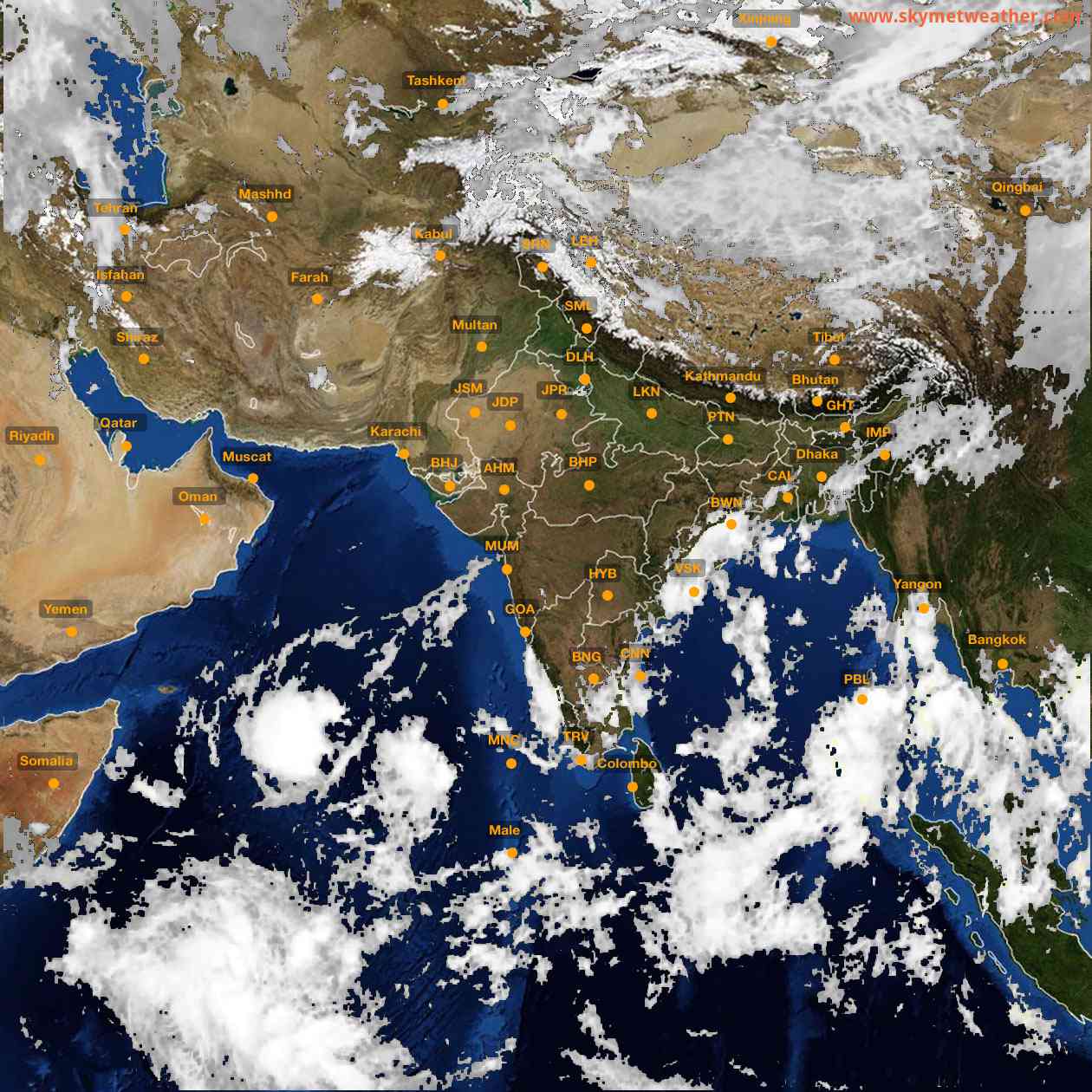 Latest INSAT Weather Satellite Image of India - Infrared Map - 11:00 IST on 19 October 2026