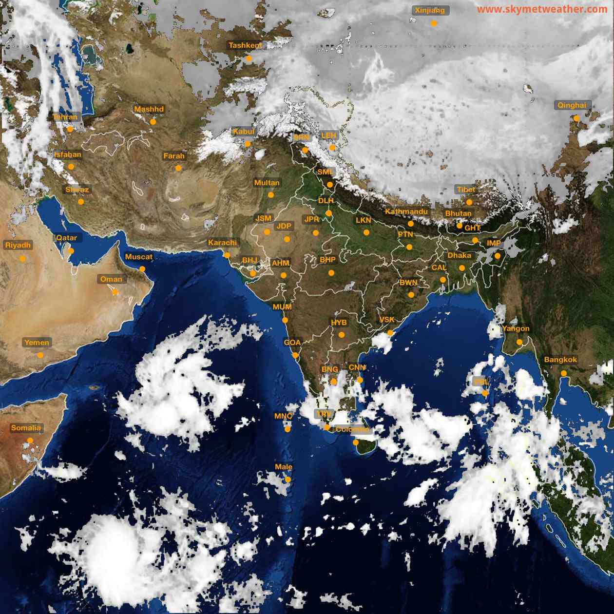 Latest INSAT Weather Satellite Image of India - Infrared Map - 04:00 IST on 20 October 2026