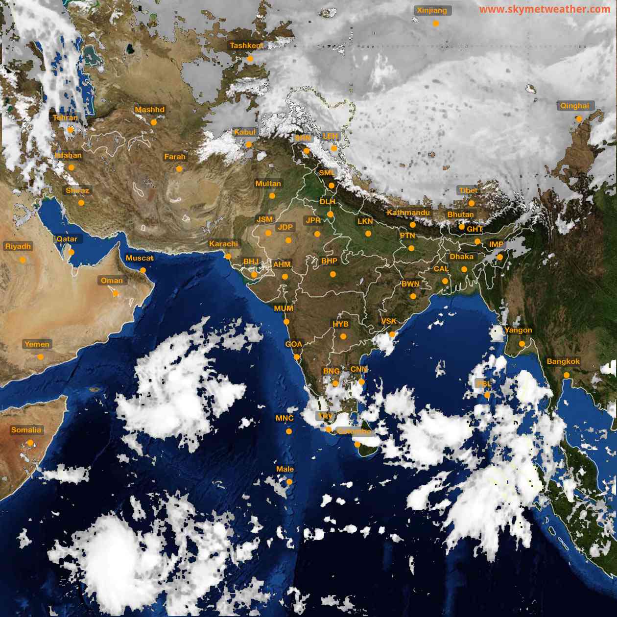 Latest INSAT Weather Satellite Image of India - Infrared Map - 05:00 IST on 20 October 2026