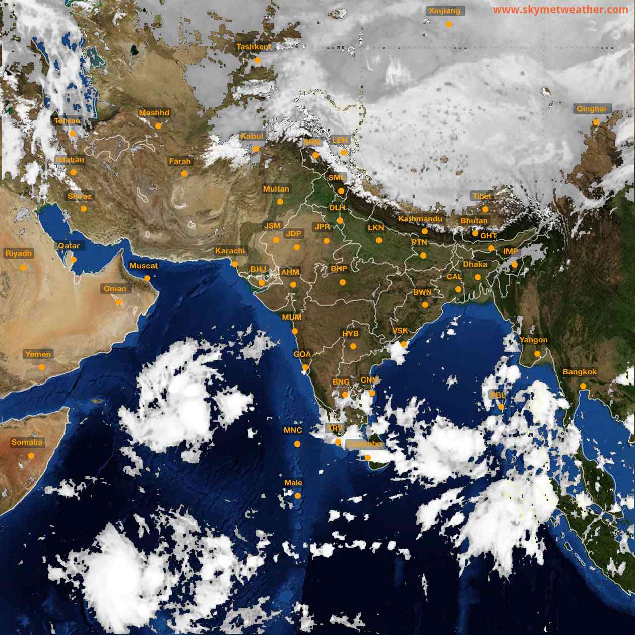 Latest INSAT Weather Satellite Image of India - Infrared Map - 06:00 IST on 20 October 2026