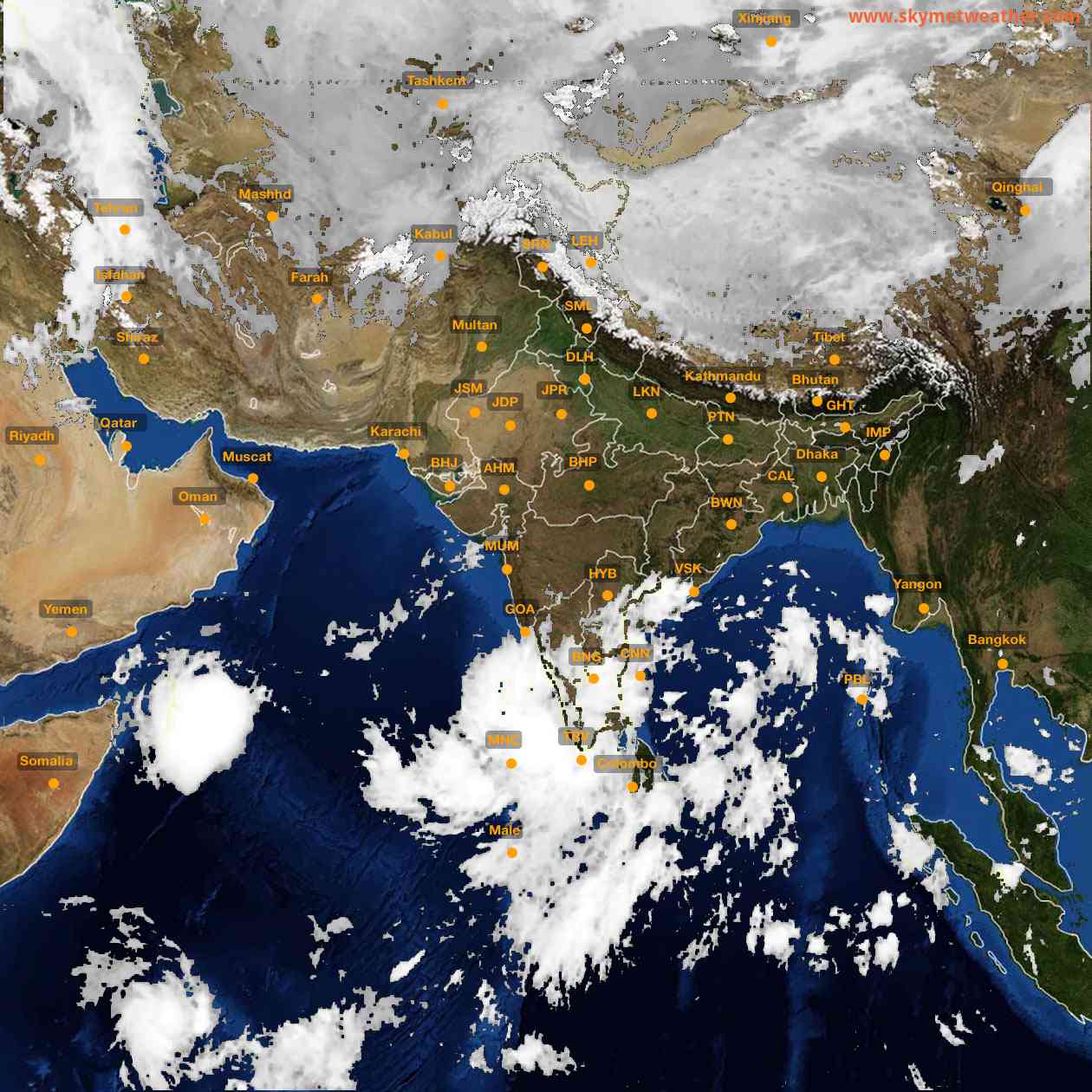 Latest INSAT Weather Satellite Image of India - Infrared Map - 08:00 IST on 22 October 2026