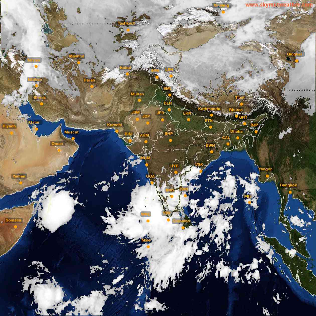 Latest INSAT Weather Satellite Image of India - Infrared Map - 09:00 IST on 22 October 2026