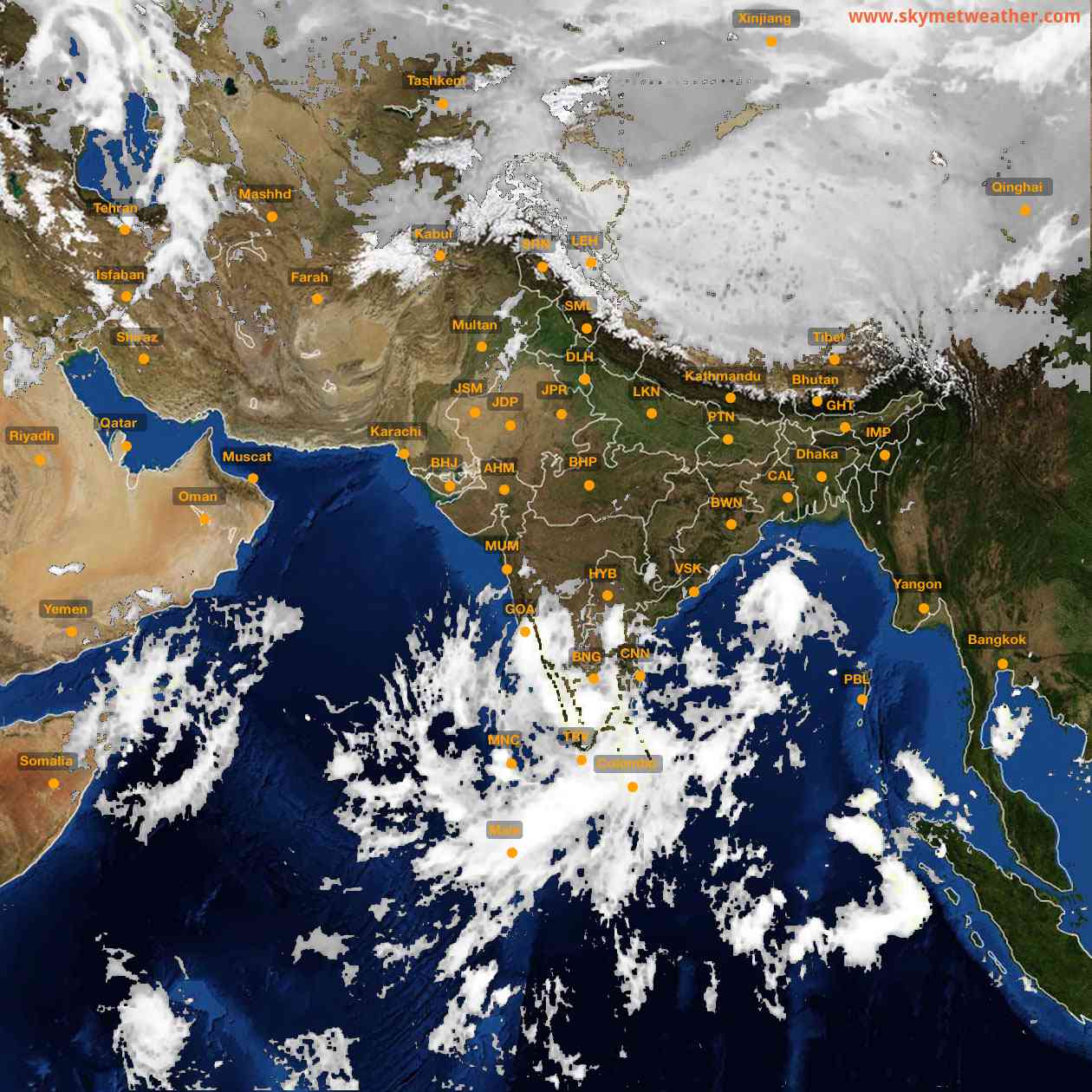 Latest INSAT Weather Satellite Image of India - Infrared Map - 01:00 IST on 23 October 2026