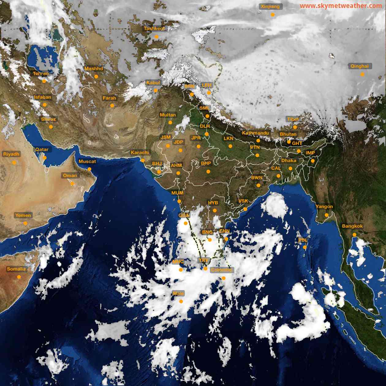 Latest INSAT Weather Satellite Image of India - Infrared Map - 02:00 IST on 23 October 2026