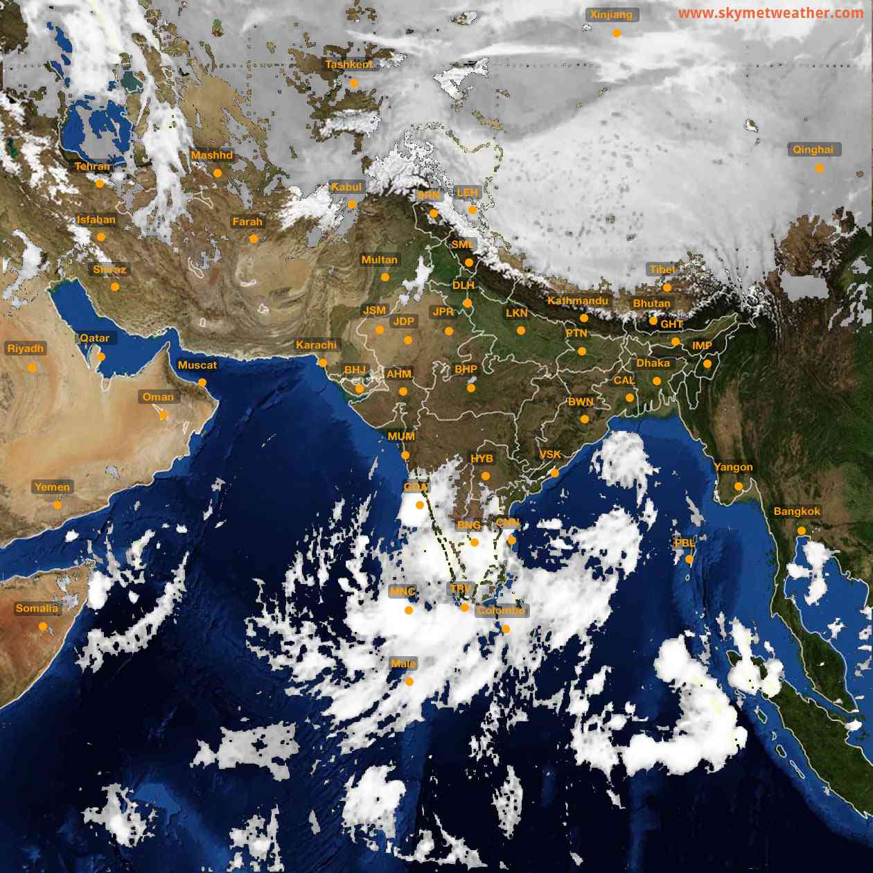 Latest INSAT Weather Satellite Image of India - Infrared Map - 03:00 IST on 23 October 2026