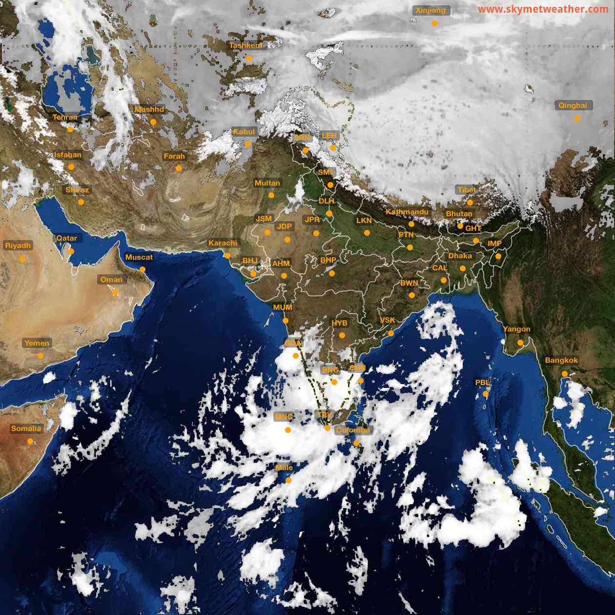 Latest INSAT Weather Satellite Image of India - Infrared Map - 04:00 IST on 23 October 2026