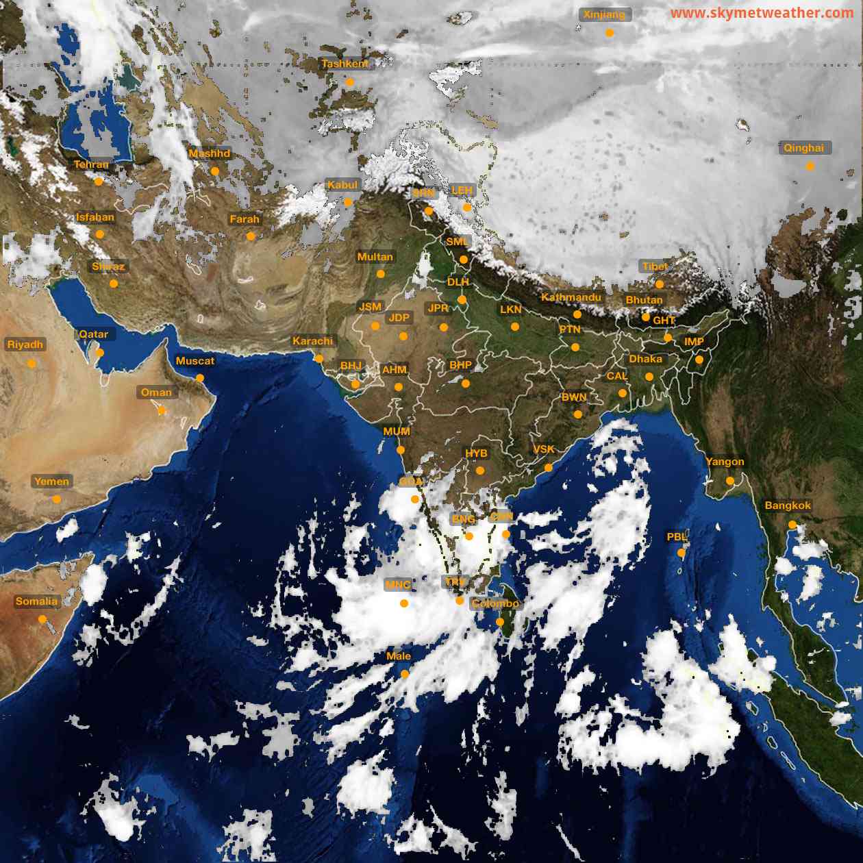 Latest INSAT Weather Satellite Image of India - Infrared Map - 05:00 IST on 23 October 2026