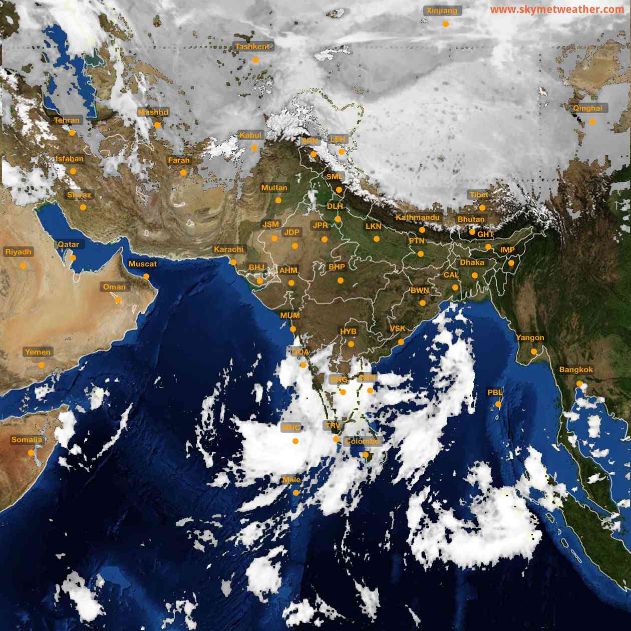 Latest INSAT Weather Satellite Image of India - Infrared Map - 07:00 IST on 23 October 2026